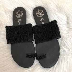 Jeffrey Campbell Black Beaded Sandals